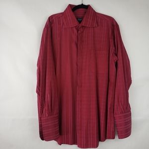 Biani mens button up shirt Long Sleeve French cuff Burgundy Size XL